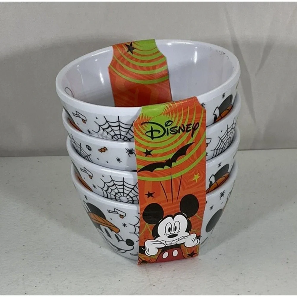 Disney Halloween Mickey Spider Webs Set of 4 Tidbit Snack Melamine Bowls